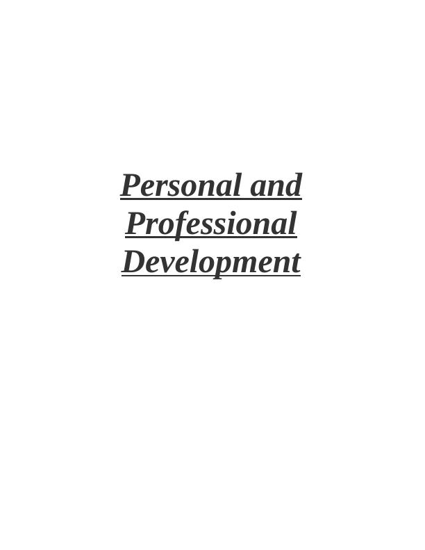 Personal and Professional Development: Reflective Journal_1