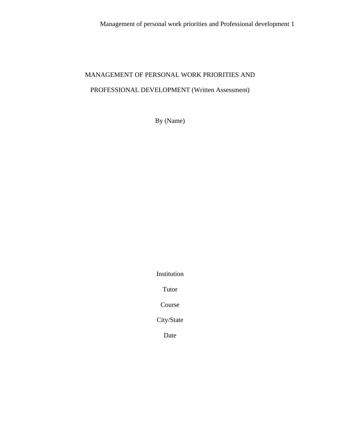 management-of-personal-work-priorities-and-professional-development