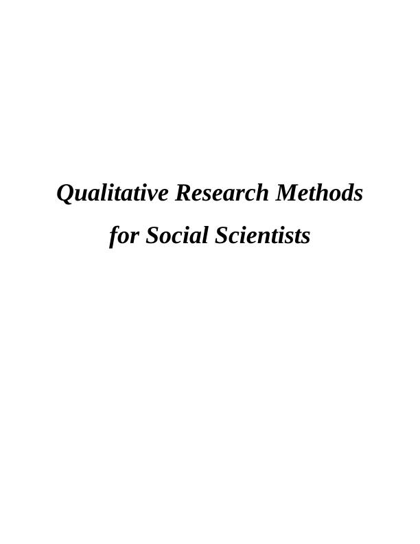 qualitative research methods for the social science