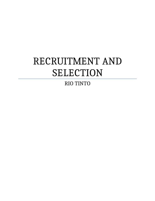 Recruitment & Selection Process in HRM : Assignment_1