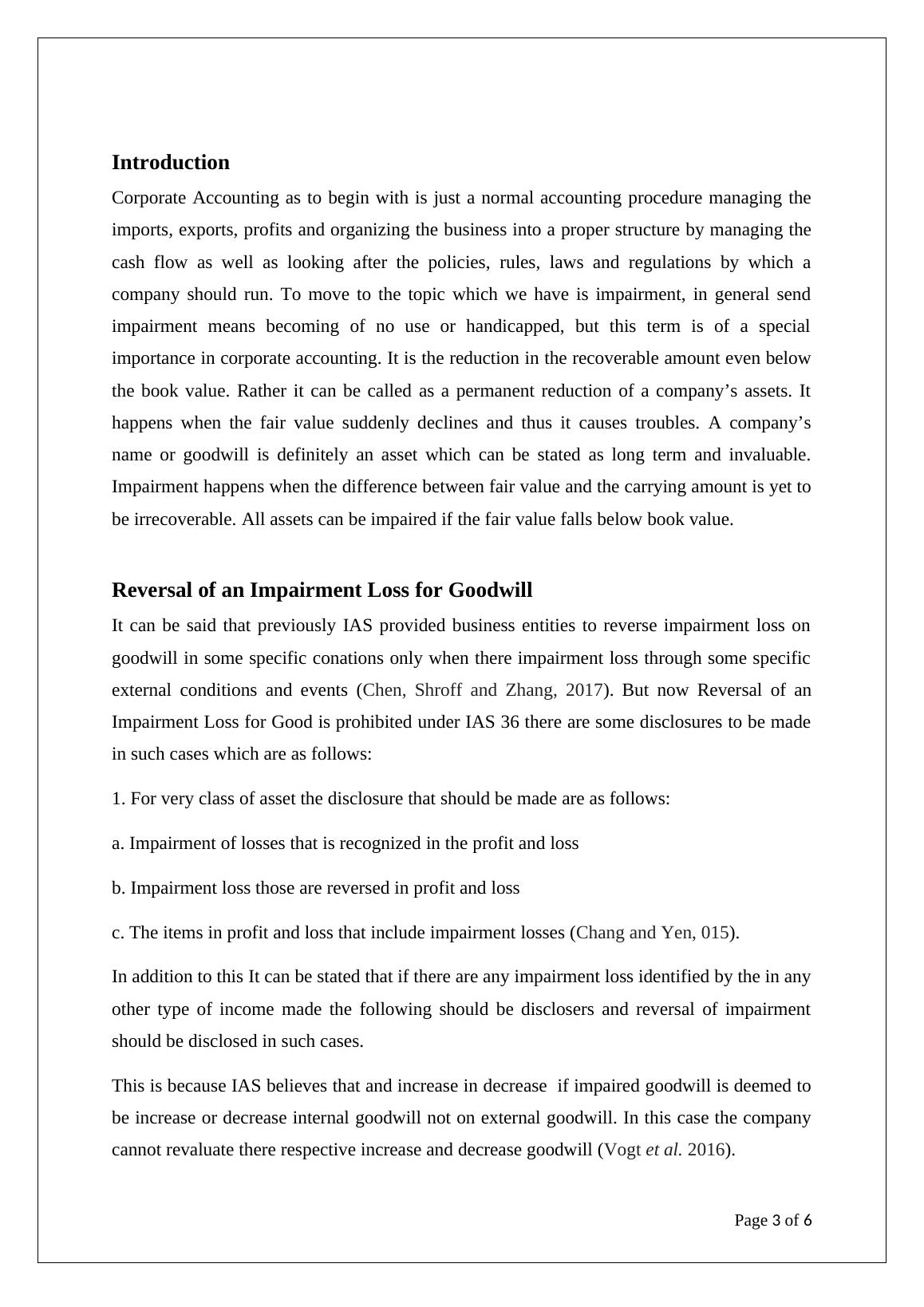 Reversal of Impairment Loss for Goodwill in Corporate Accounting