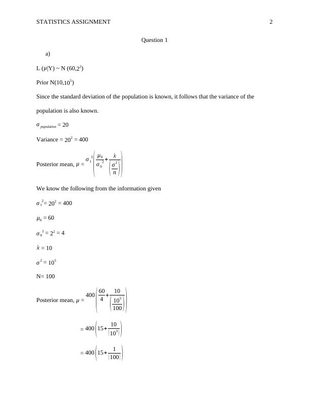 Statistics Assignment - Desklib Online Library