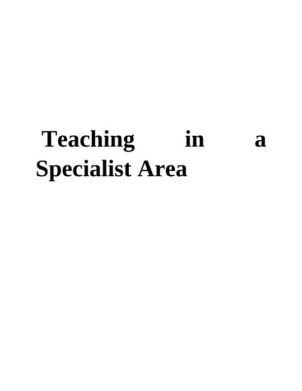 Teaching in a Specialist Area - A Report on Education and Training Practices in Business Management_1