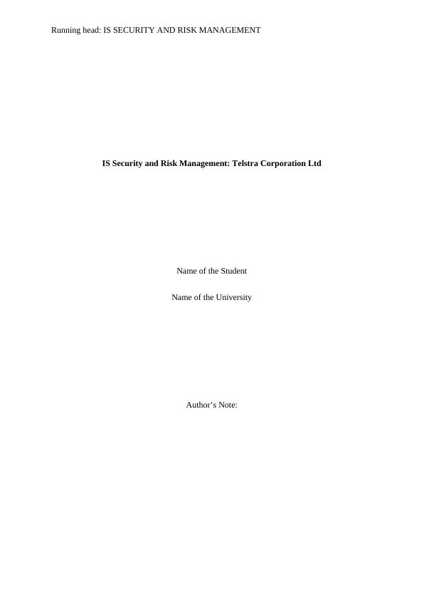 IS Security and Risk Management: Telstra Corporation Ltd_1