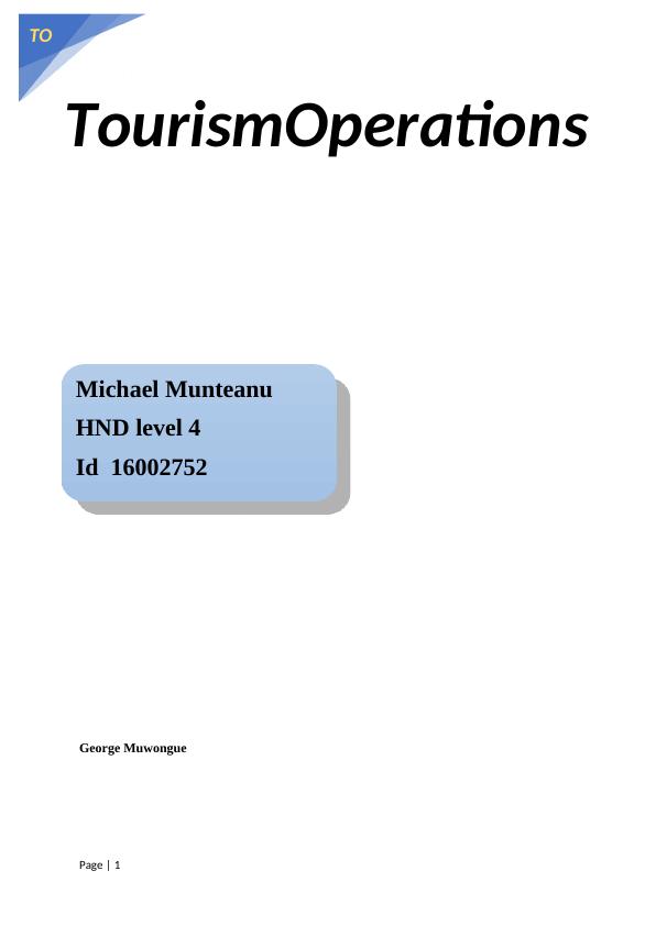 Tourism Operations Management Report_1