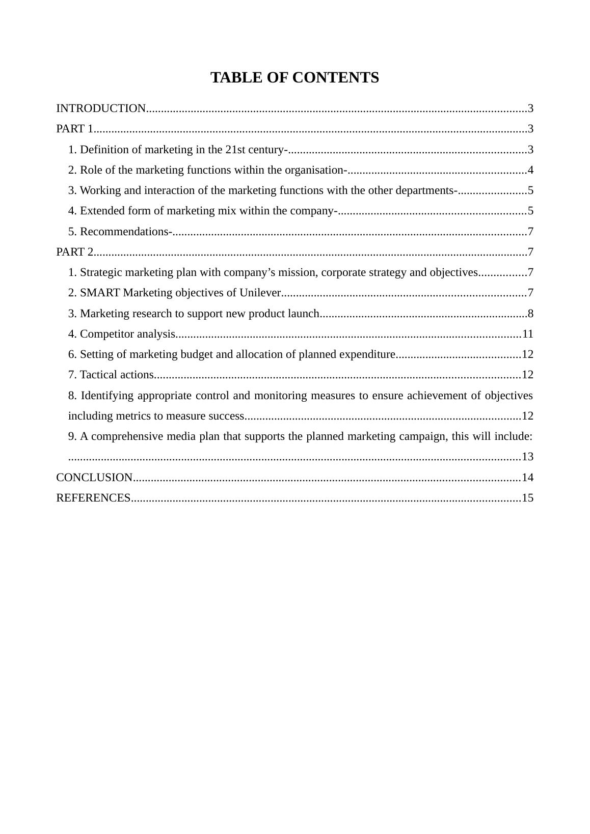 Marketing Plan for Unilever: Role of Marketing Functions, Extended ...