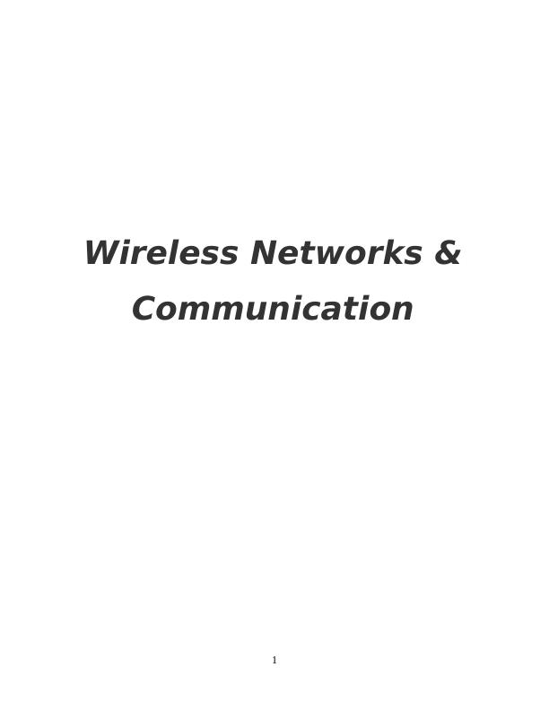 Wireless Networks & Communication INTRODUCTION_1