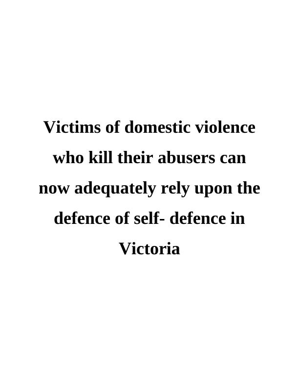 Self-Defence For Victims Of Domestic Violence In Victoria