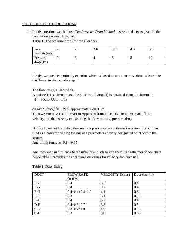 Sizing Ducts and Variable Speed Fan for Ventilation System