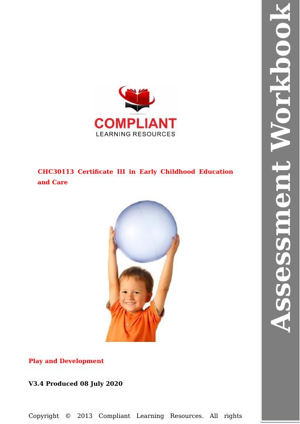 Certificate III in Early Childhood Education and Care Assessment Workbook_1