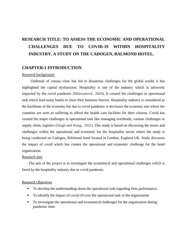 Assessing Economic and Operational Challenges Due to COVID-19 in Hospitality Industry: A Study on Cadogen, Balmond Hotel_6