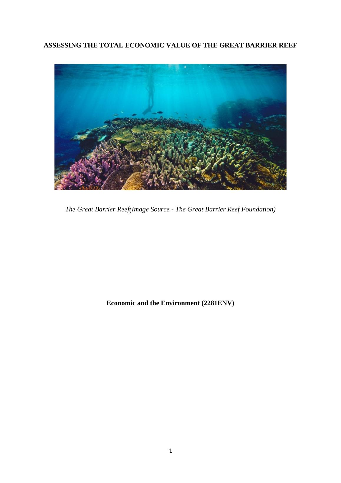 Assessing the Total Economic Value of the Great Barrier Reef - Desklib