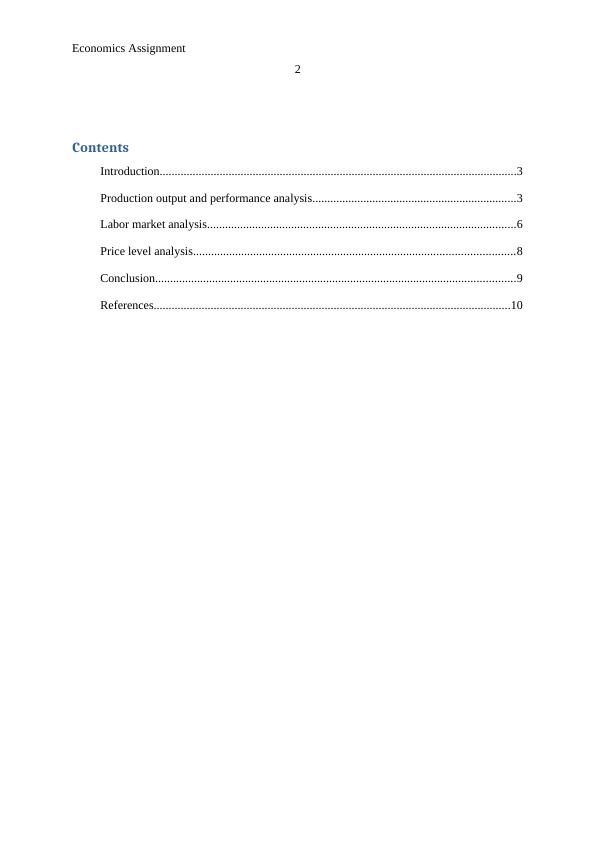 Economics Assignment: Production, Labor Market, Price Level Analysis