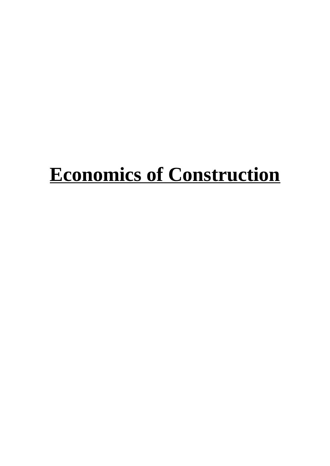 Economics of Construction Analysis of Australian Economy and