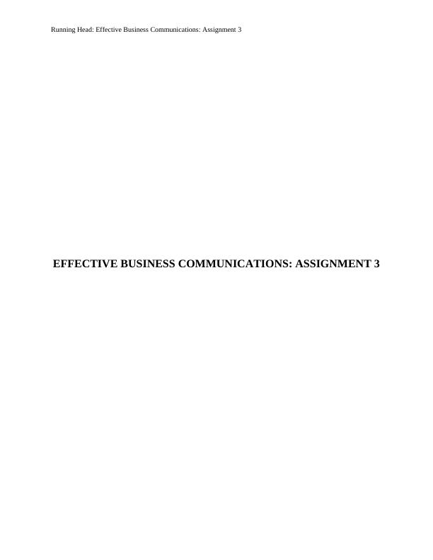 Effective Business Communications: Assignment 3_1
