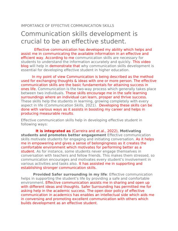 importance of communication skills for students essay 300 words