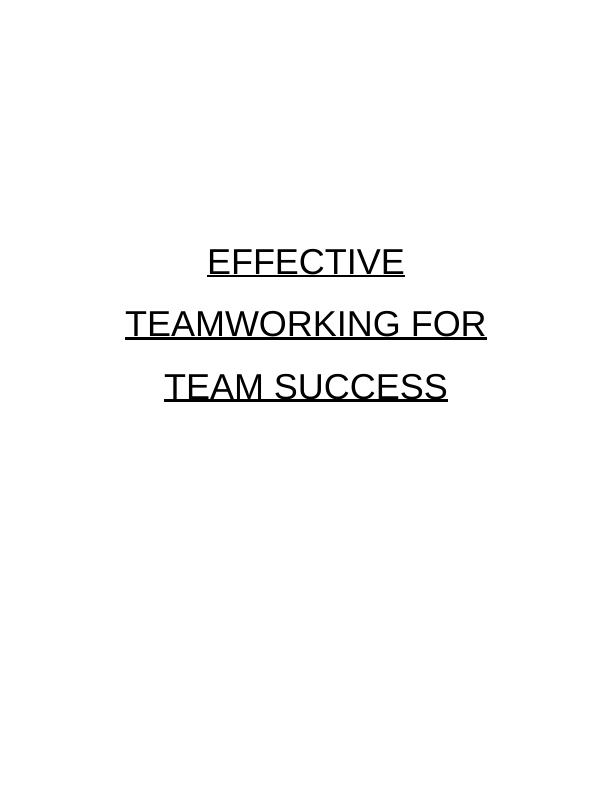 Effective Teamworking for Team Success_1