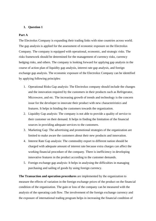 Risk Management Framework for Electrolux Company