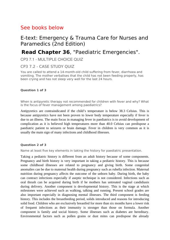 Emergency & Trauma Care for Nurses and Paramedics: Paediatric Emergencies, Disabilities, and The Older Person_1