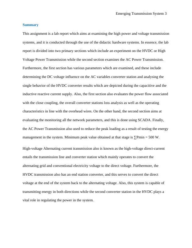 Lab Report on Emerging Transmission System | Desklib