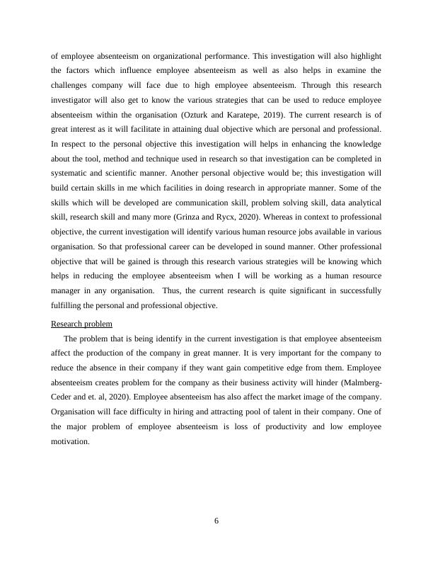 absenteeism research paper conclusion