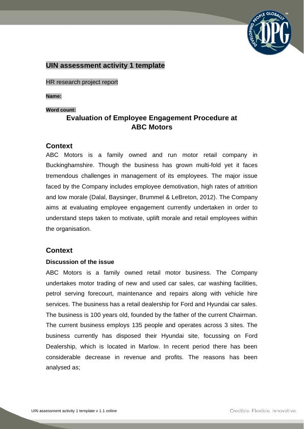 Evaluation of Employee Engagement Procedure at ABC Motors_1