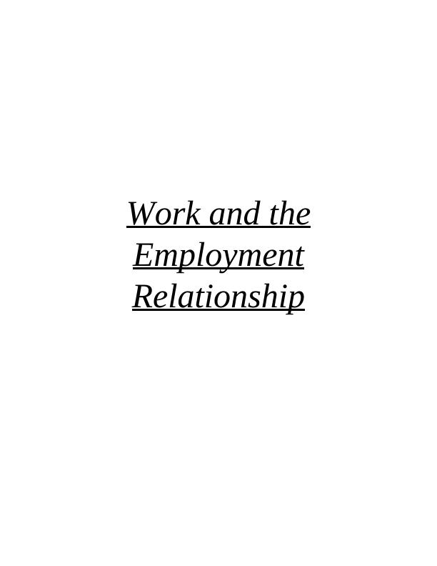 Work and the Employment Relationship Individual Report_1