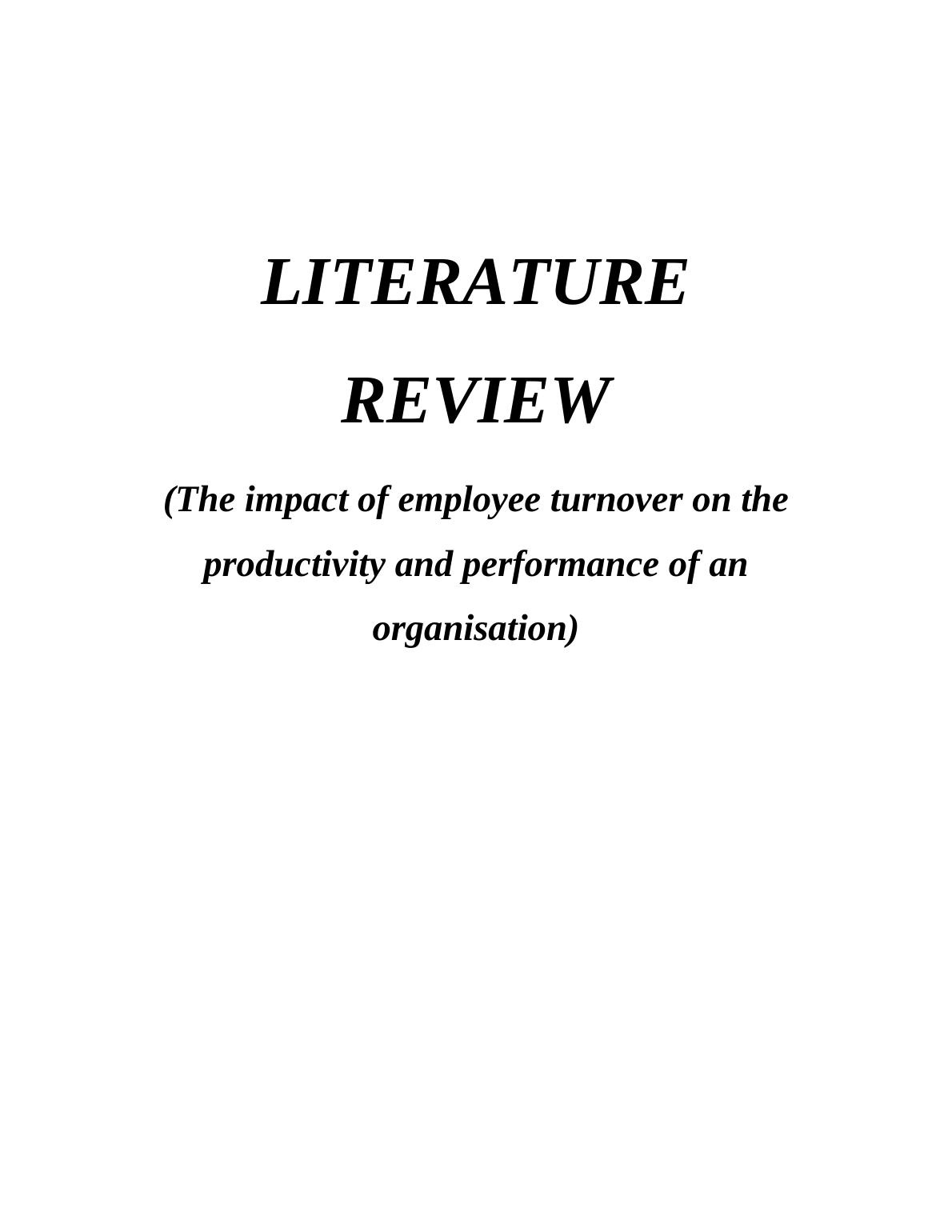 literature review on employee turnover management essay