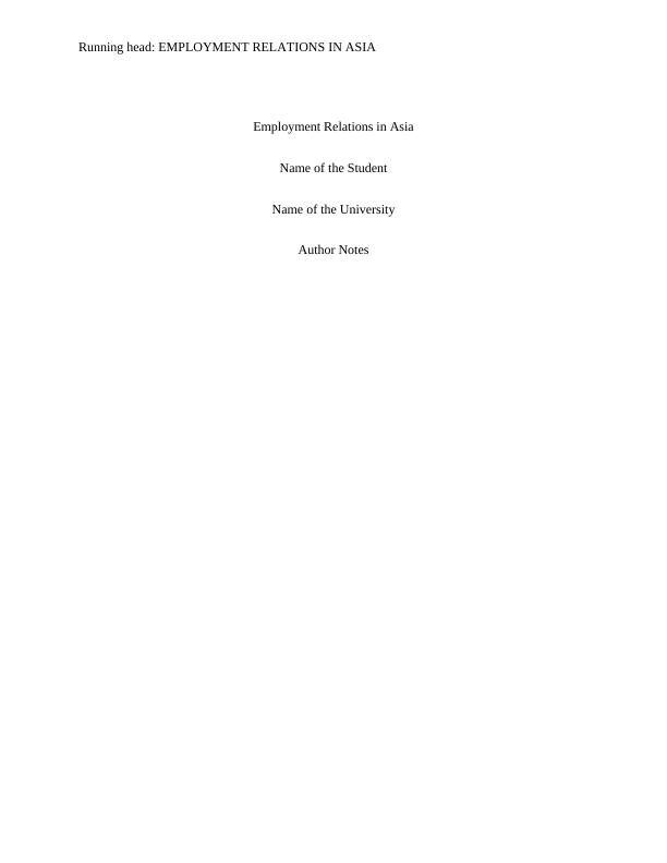 Employment Relations in Asia: Issues of Plant Layoff and Unemployment_1