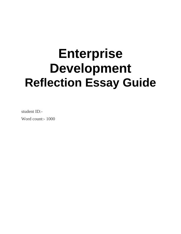 reflection essay about business enterprise