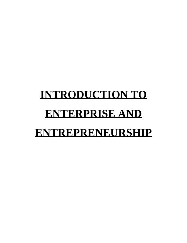 Key Concepts of Enterprise, Entrepreneurship and Innovation