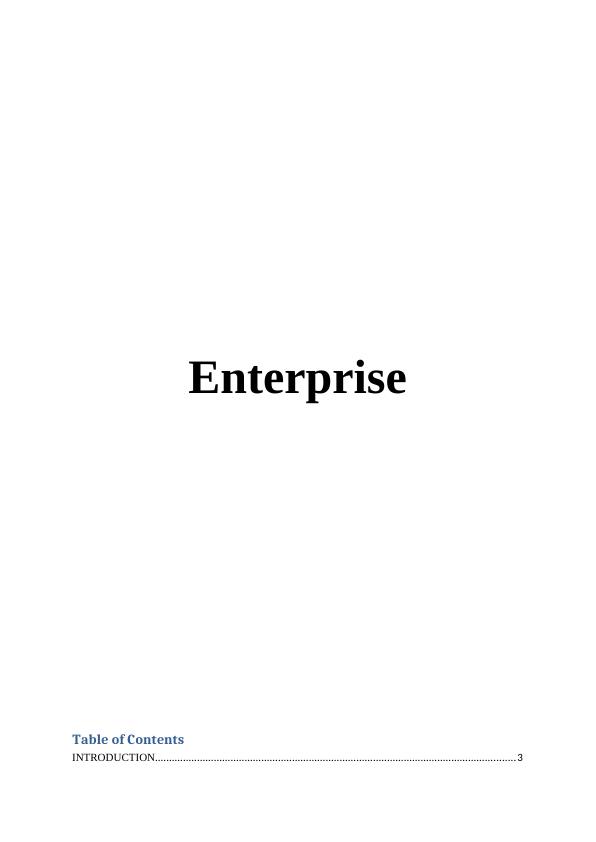 Entrepreneurship Assessment 1: Enterprise_1