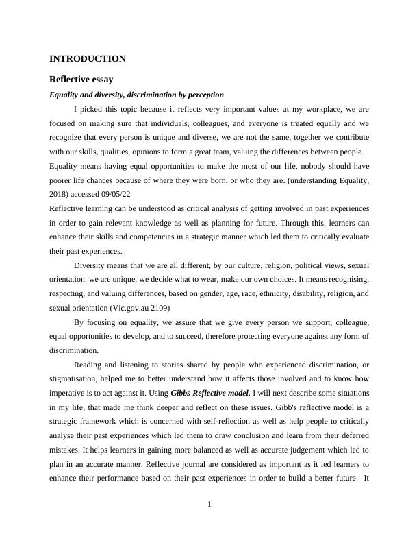 Reflective Essay on Equality and Diversity: Discrimination by Perception_3
