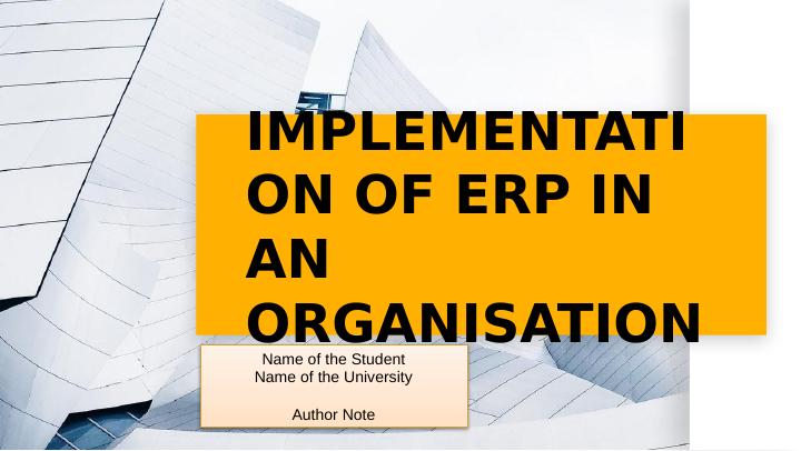 Implementation of ERP in an Organisation_1