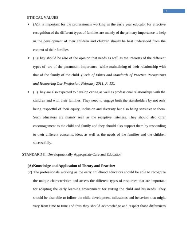 Ethical Values in Early Childhood Education Desklib