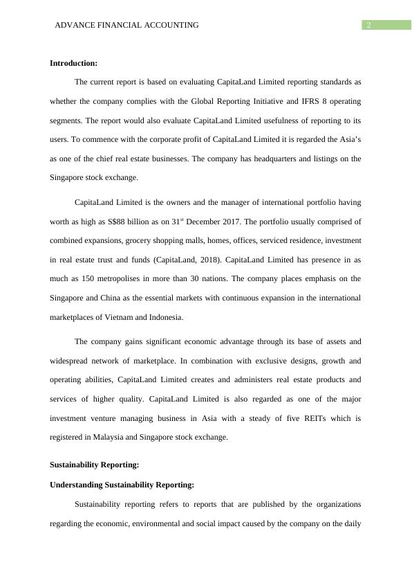 Evaluation of CapitaLand Limited Sustainability Reporting and Segmental Reporting under IFRS 8_3