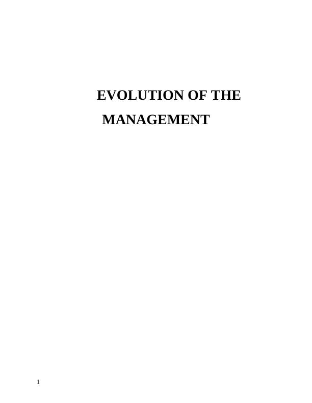 assignment on evolution of management