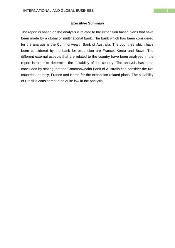 Expansion Plans of Commonwealth Bank of Australia in France, Brazil and Korea_2