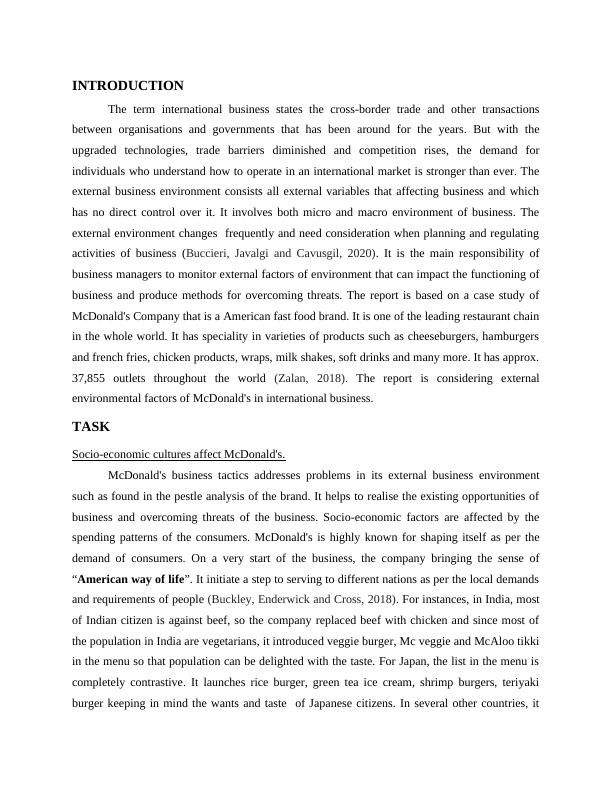 External Factors Affecting McDonald's in International Business