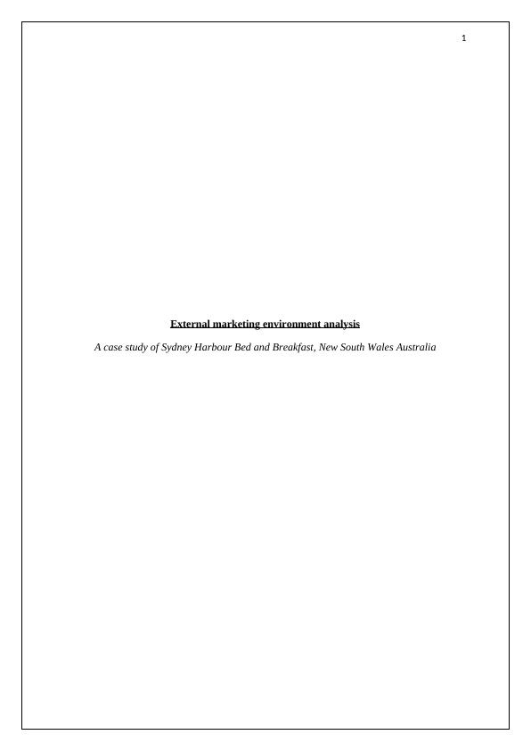External Marketing Environment Analysis of Sydney Harbour Bed and Breakfast_1