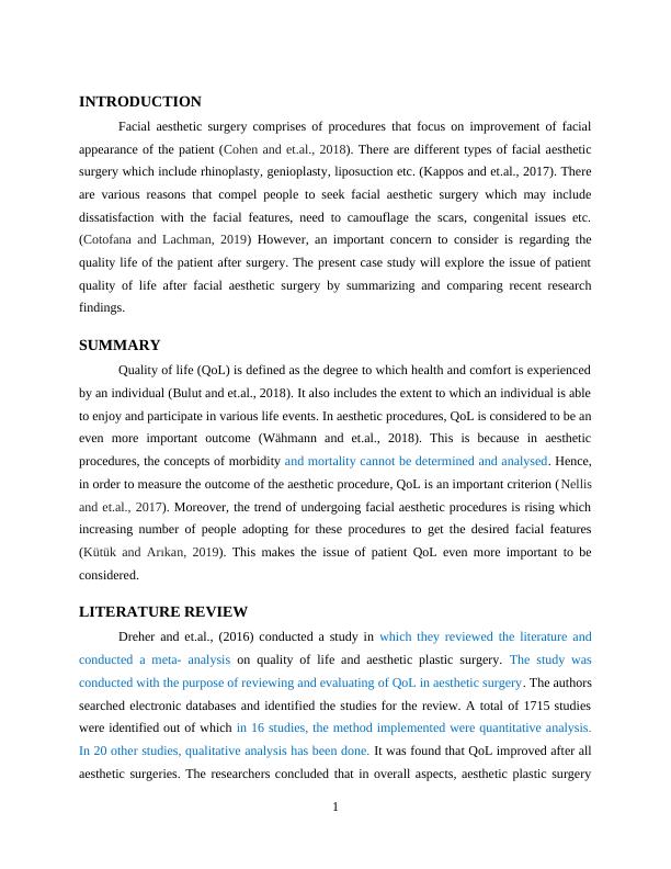 quality of life case study