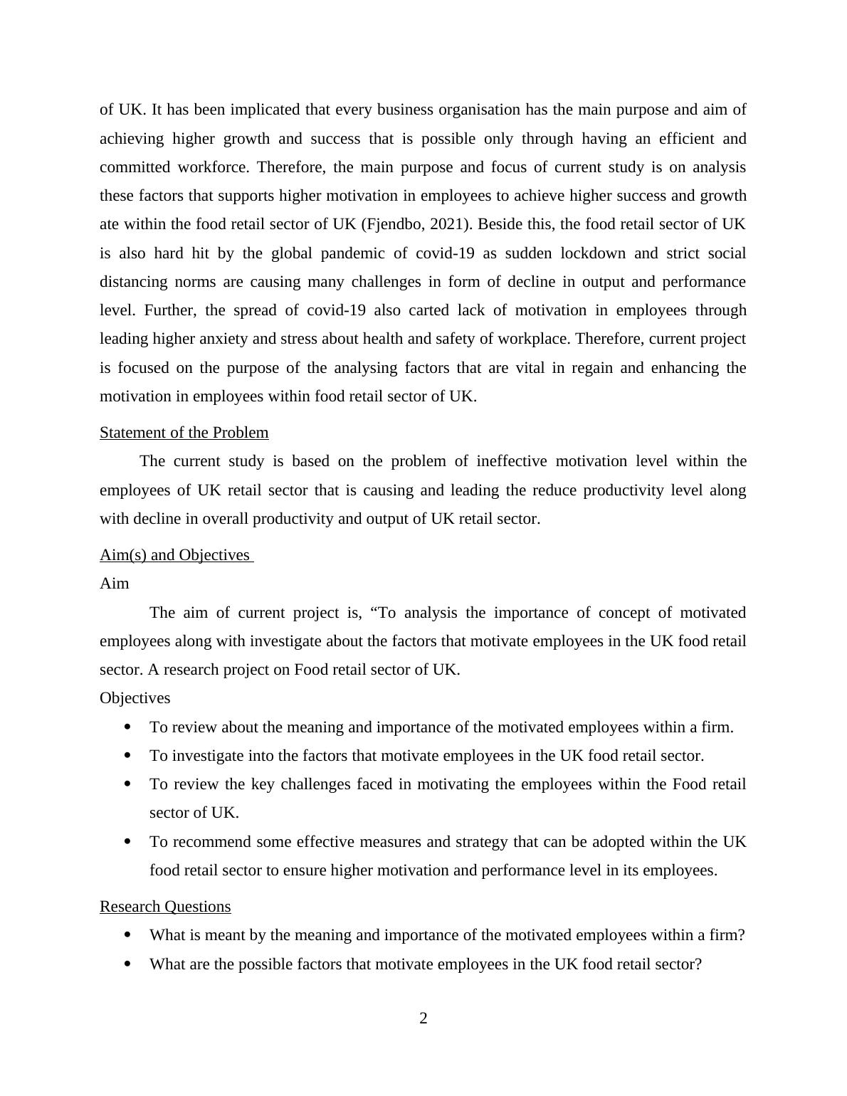 Factors that Motivate Employees in UK Food Retail Sector Desklib