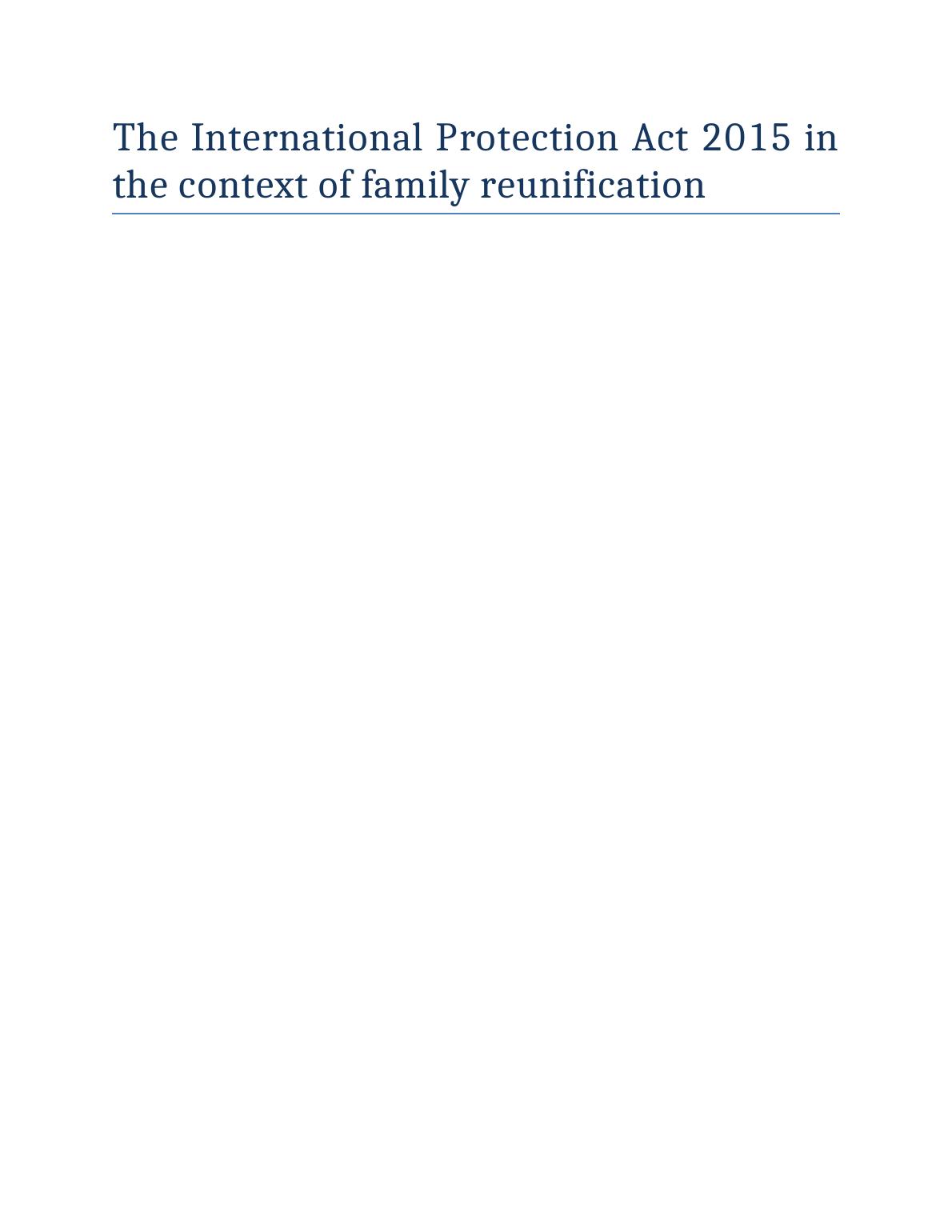 Impact of International Protection Act 2015 on Family Reunification in