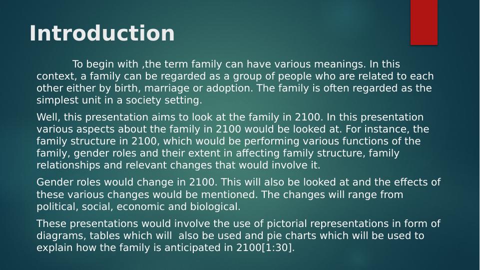 The Family in 2100: Changes in Family Structure, Gender Roles, and ...