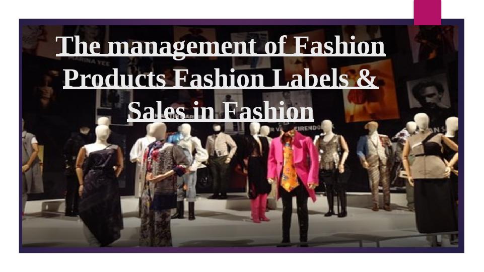 Management of Fashion Products: Labels, Sales, and Distribution_1