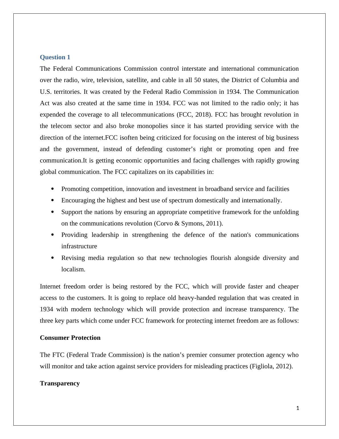 Federal Communications Commission and Media Law Desklib