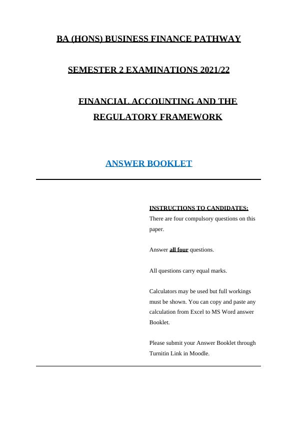 Financial Accounting and the Regulatory Framework Answer Booklet_1