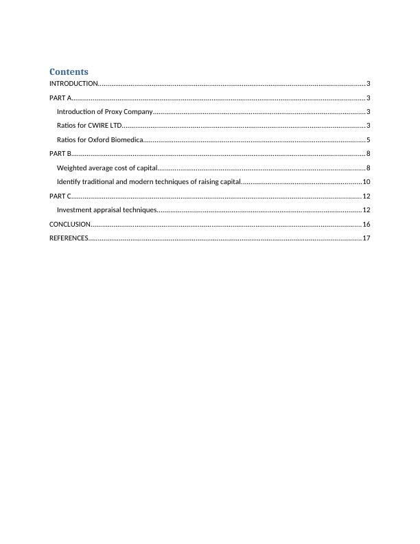 Financial Analysis of Cwire Ltd and Oxford Biomedica | Desklib