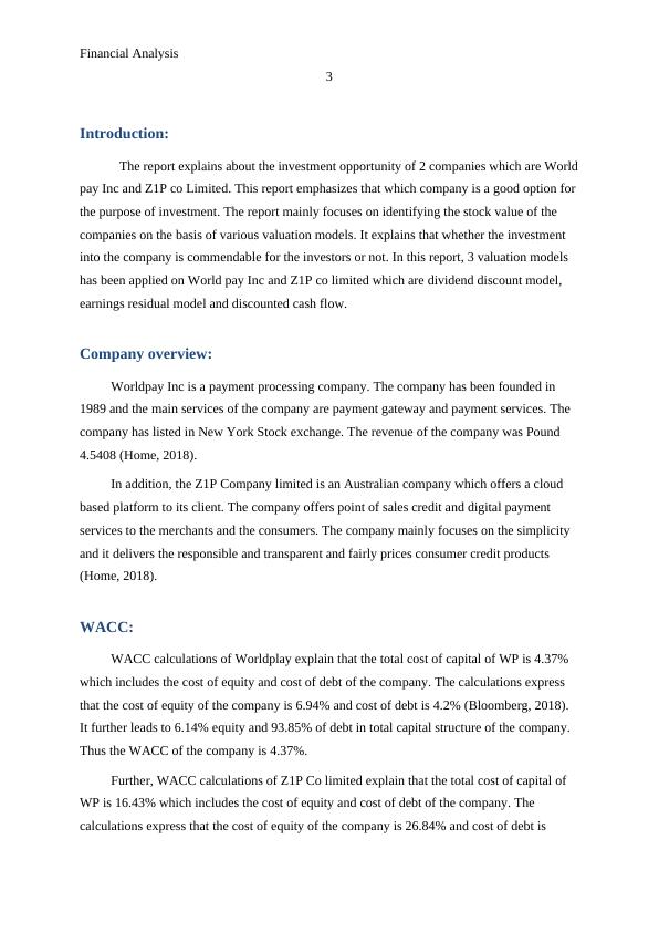 Financial Analysis of Worldpay Inc and Z1P Co Limited_3