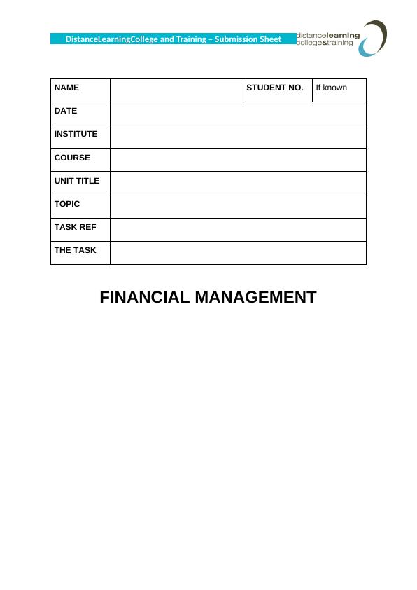 Financial Management: Assessment of Financial Data and Investment Proposals_1